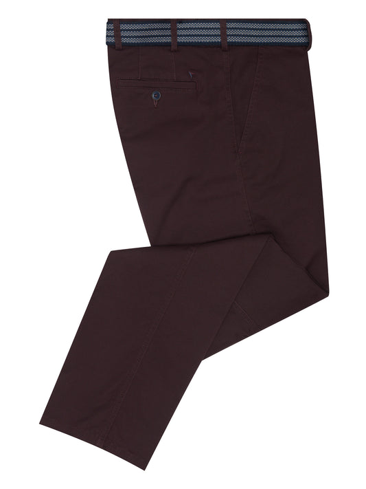 Expandable Waist Straight Leg Chinos - Burgundy