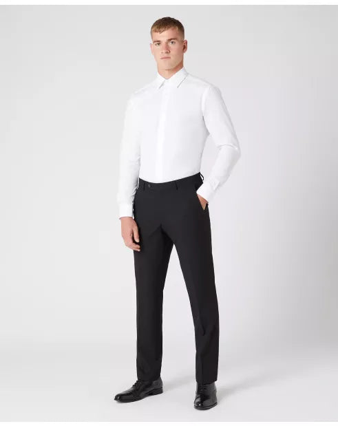 Tapered Fit Polyviscose Suit Trousers - Black