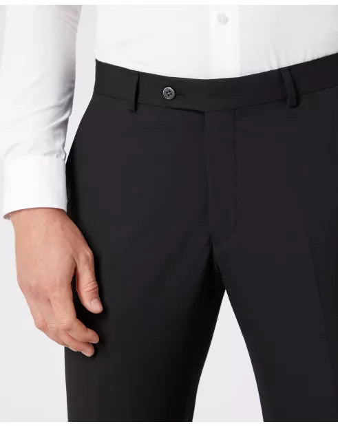 Tapered Fit Polyviscose Suit Trousers - Black