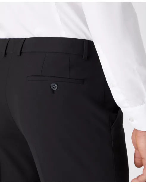 Tapered Fit Polyviscose Suit Trousers - Black