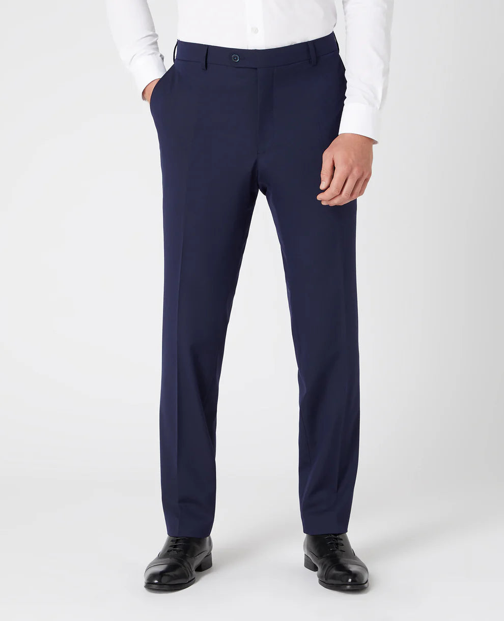 Slim Fit Polyviscose Suit Trousers - French Navy