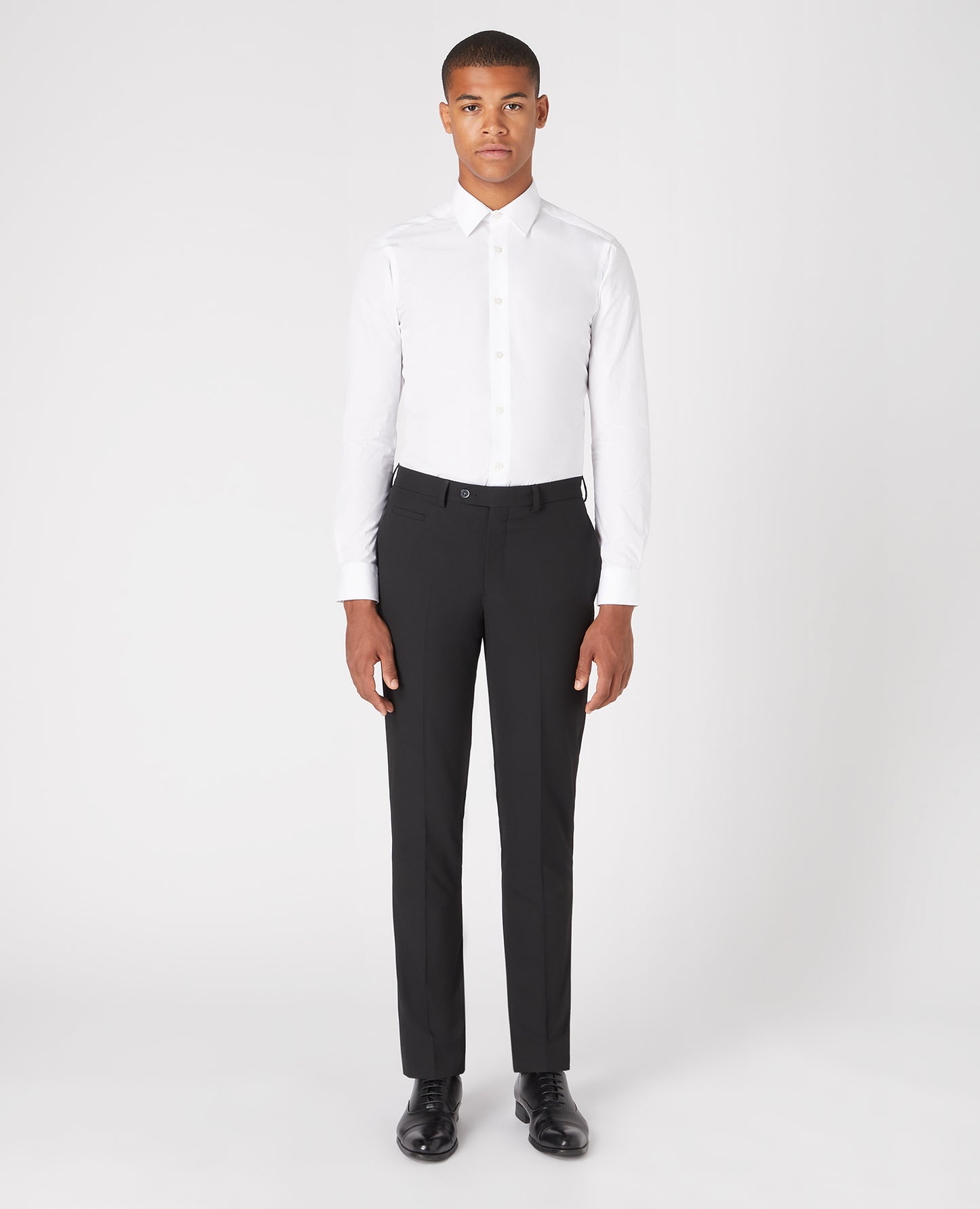 Slim Fit Polyviscose Suit Trousers - Black