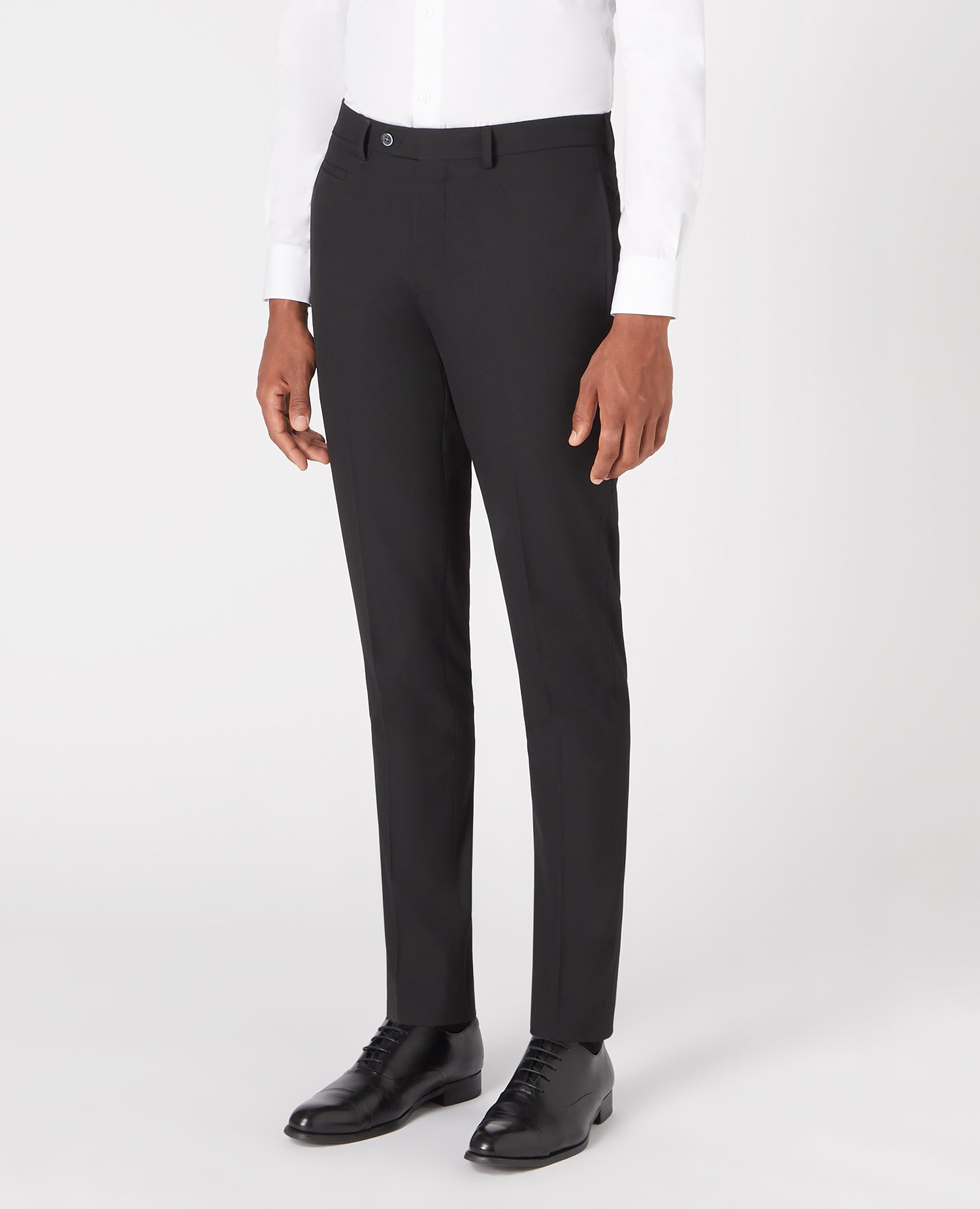 Slim Fit Polyviscose Suit Trousers - Black