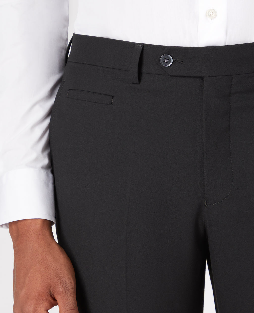 Slim Fit Polyviscose Suit Trousers - Black