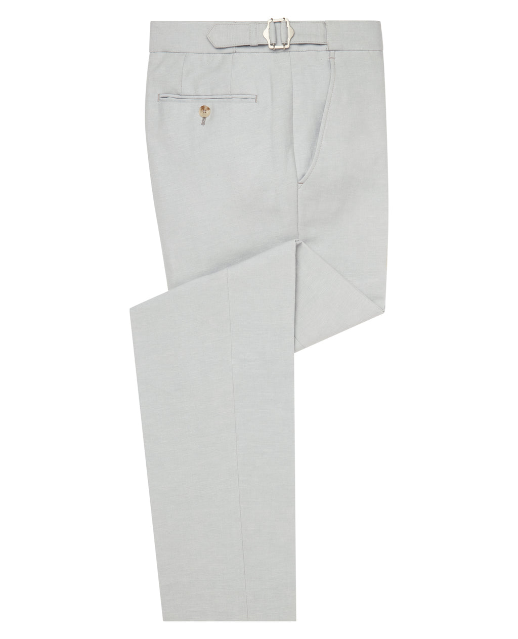 Slim Fit Linen-Blend Trousers - Light Blue