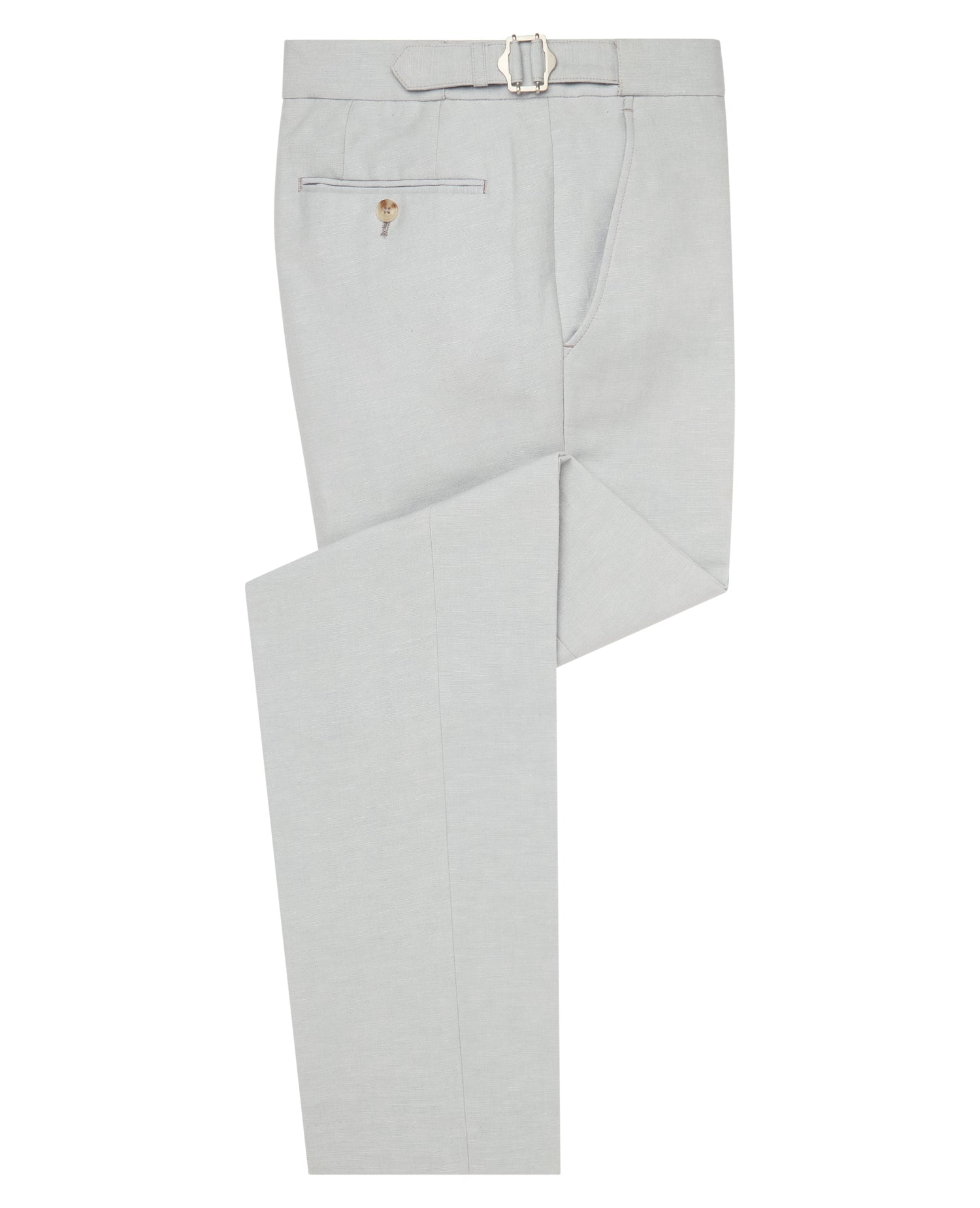 Slim Fit Linen-Blend Trousers - Light Blue