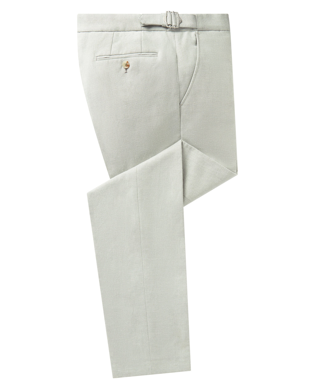 Slim Fit Linen-Blend Trousers - Light Green