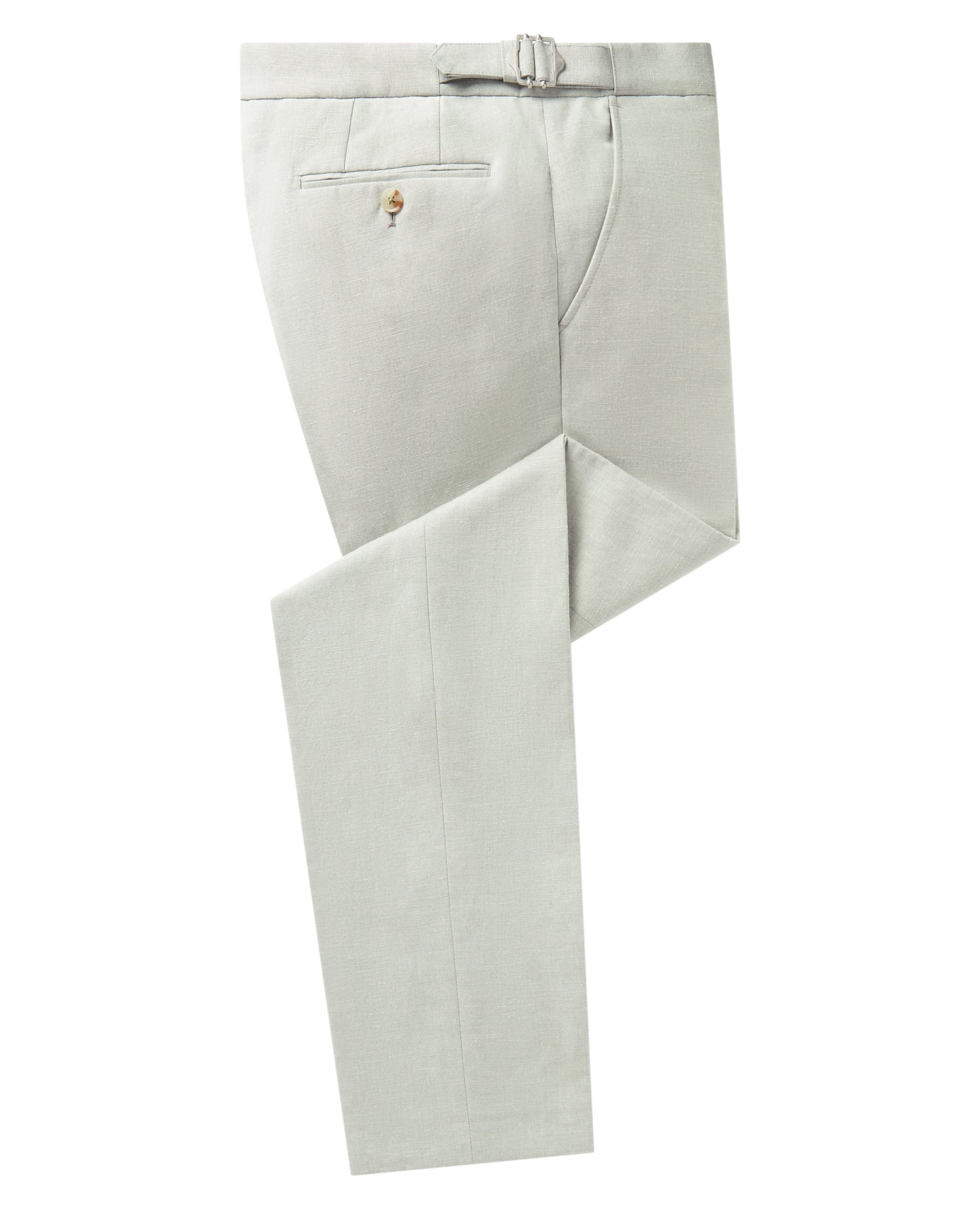 Slim Fit Linen-Blend Trousers - Light Green