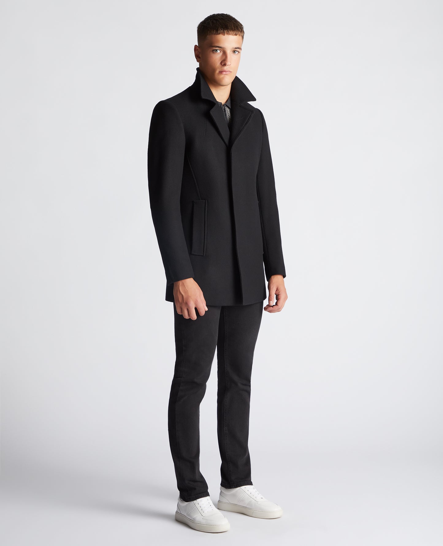 Lohman Tailored 3/4 Wool-Rich Coat - Black