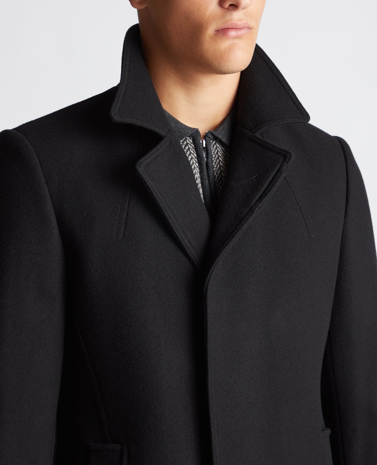 Lohman Tailored 3/4 Wool-Rich Coat - Black