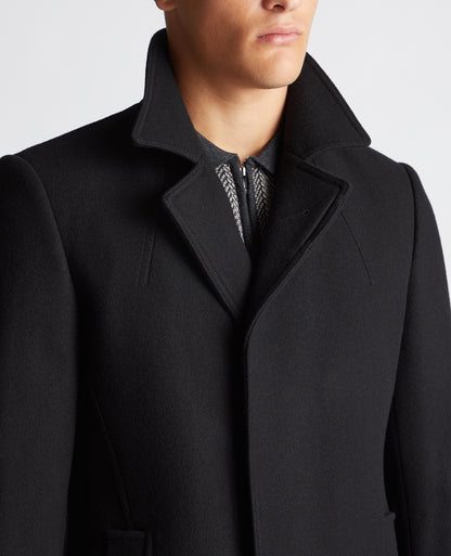 Lohman Tailored 3/4 Wool-Rich Coat - Black
