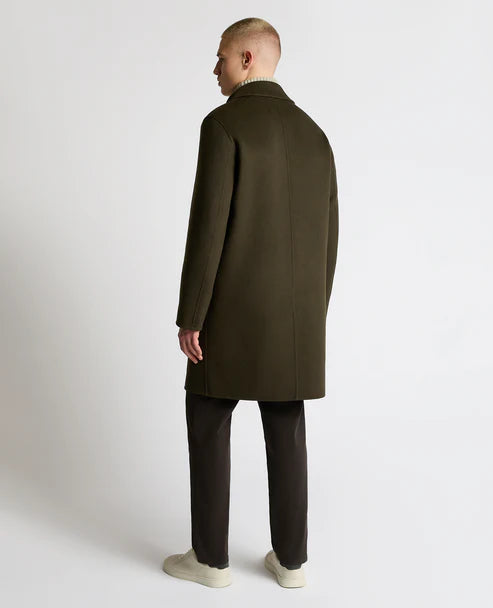 Tatum Relaxed Fit Wool Rich Overcoat - Olive Green