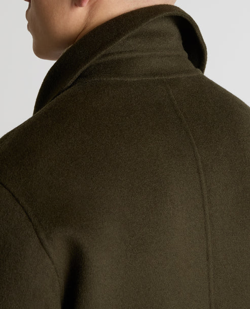 Tatum Relaxed Fit Wool Rich Overcoat - Olive Green