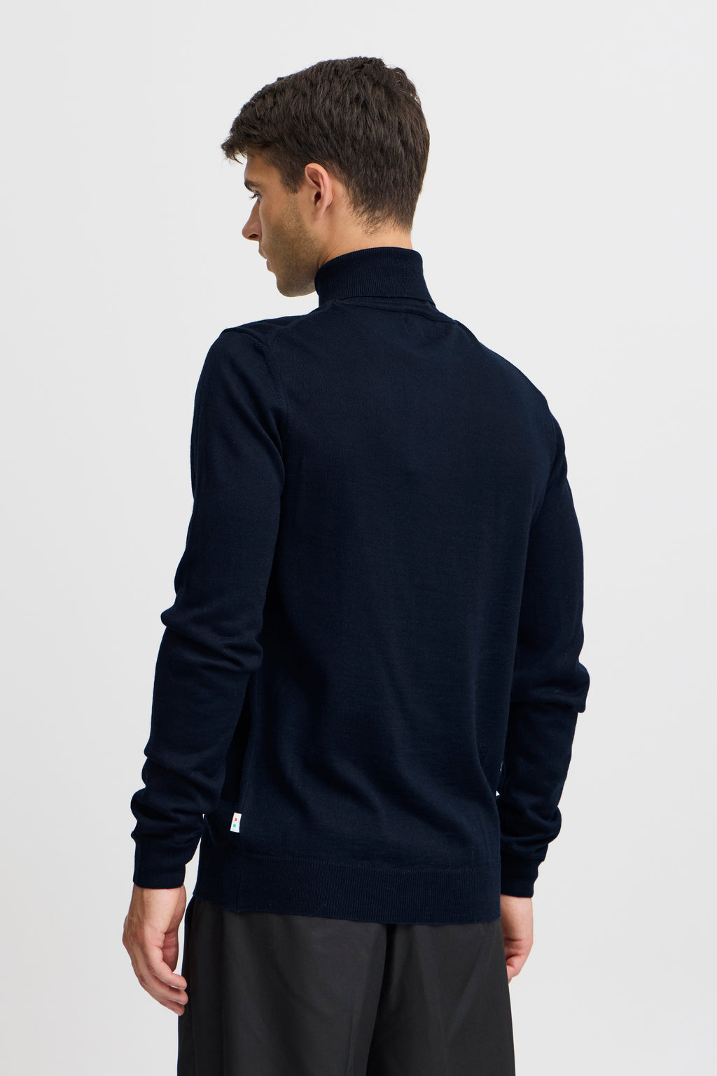 Wool-Blend Super-Fine Knitted Roll-Neck - Navy