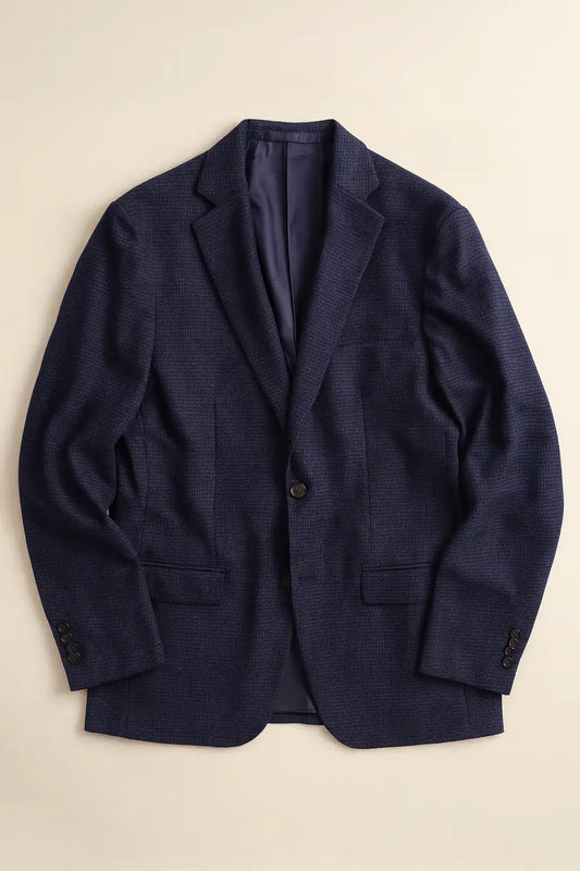 Swinburn Puppytooth Tweed Jacket - Navy