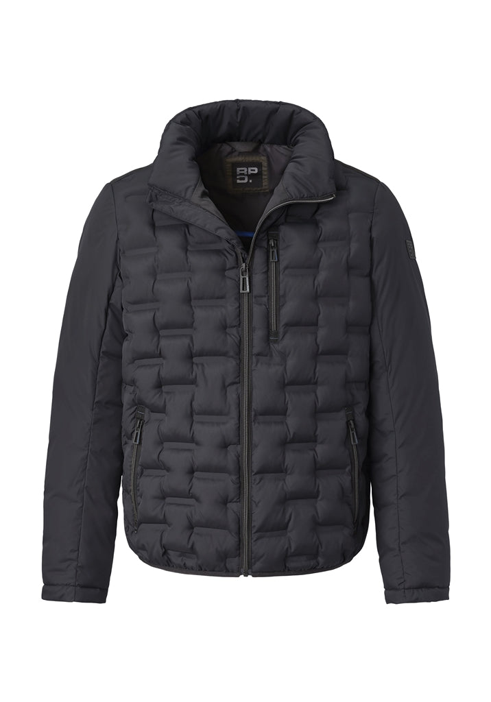 Quilted Puffer-style Coat - Navy