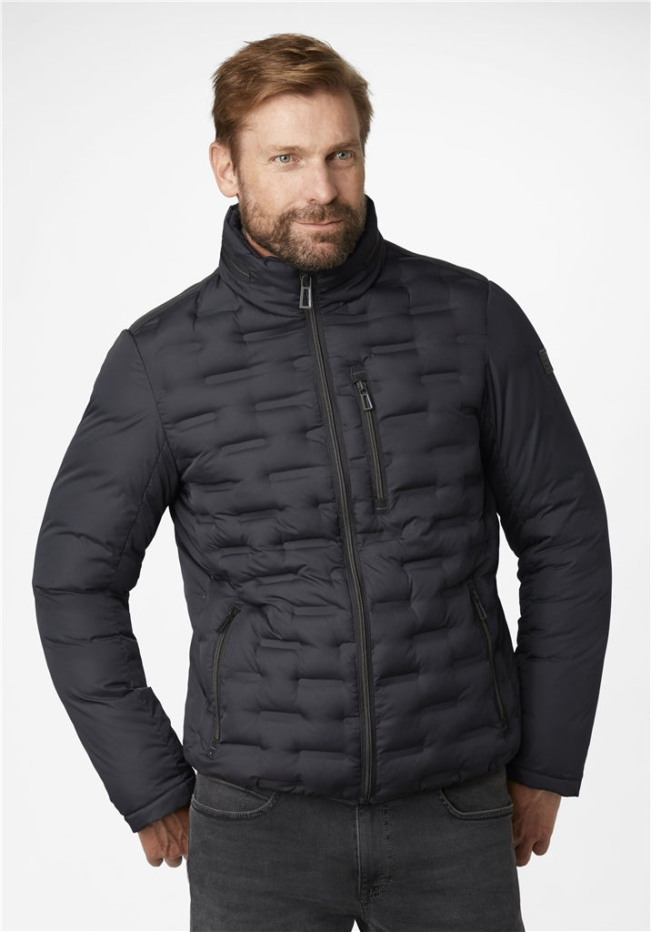 Quilted Puffer-style Coat - Navy