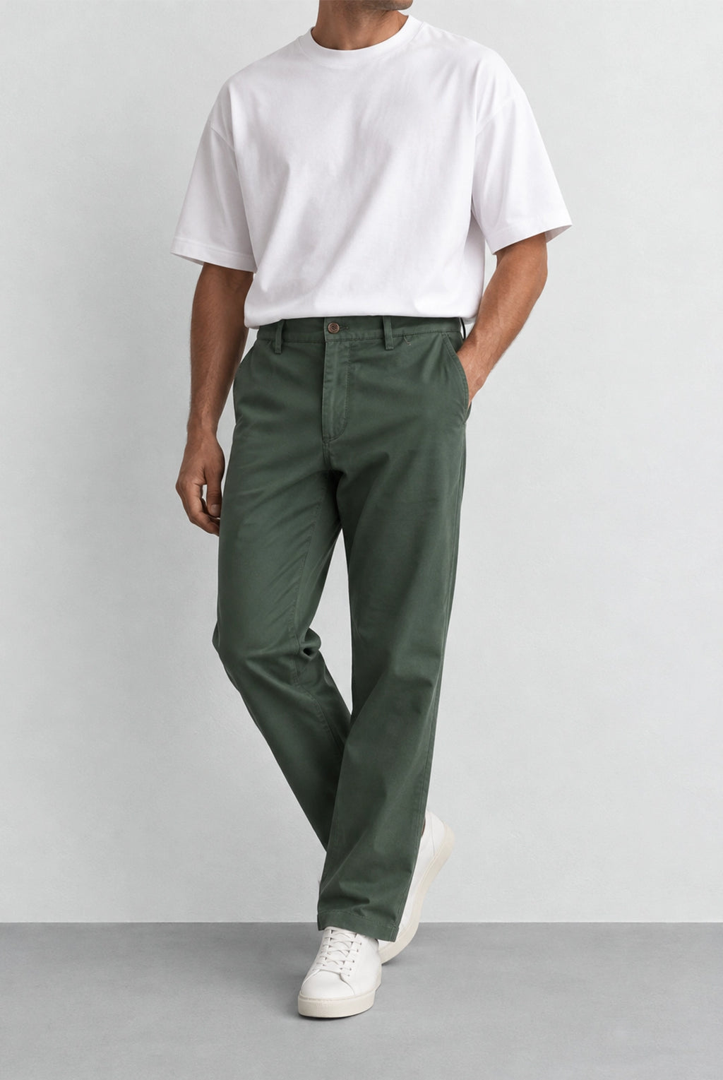 Driscol Cotton Straight Leg Chino - Green