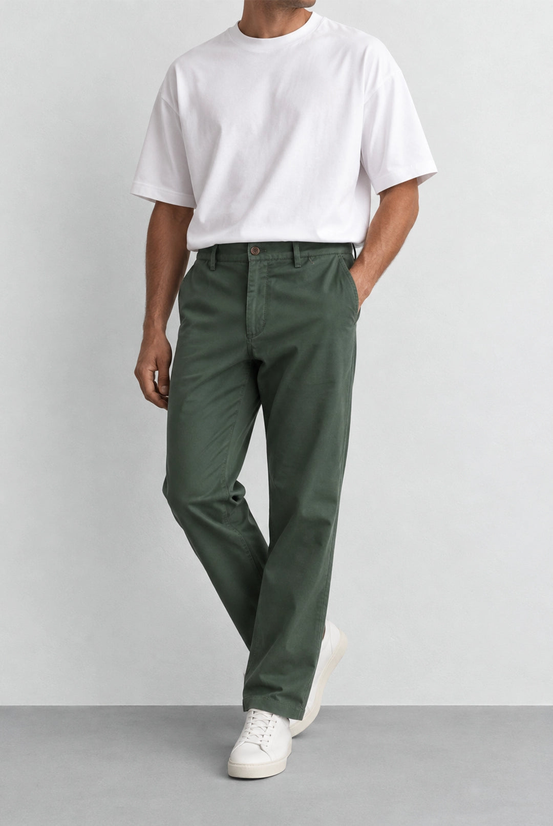 Driscol Cotton Straight Leg Chino - Green