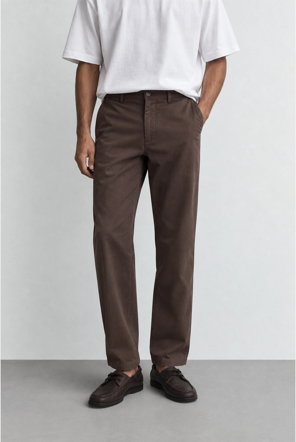 Driscol Cotton Straight Leg Chino - Chocolate Brown