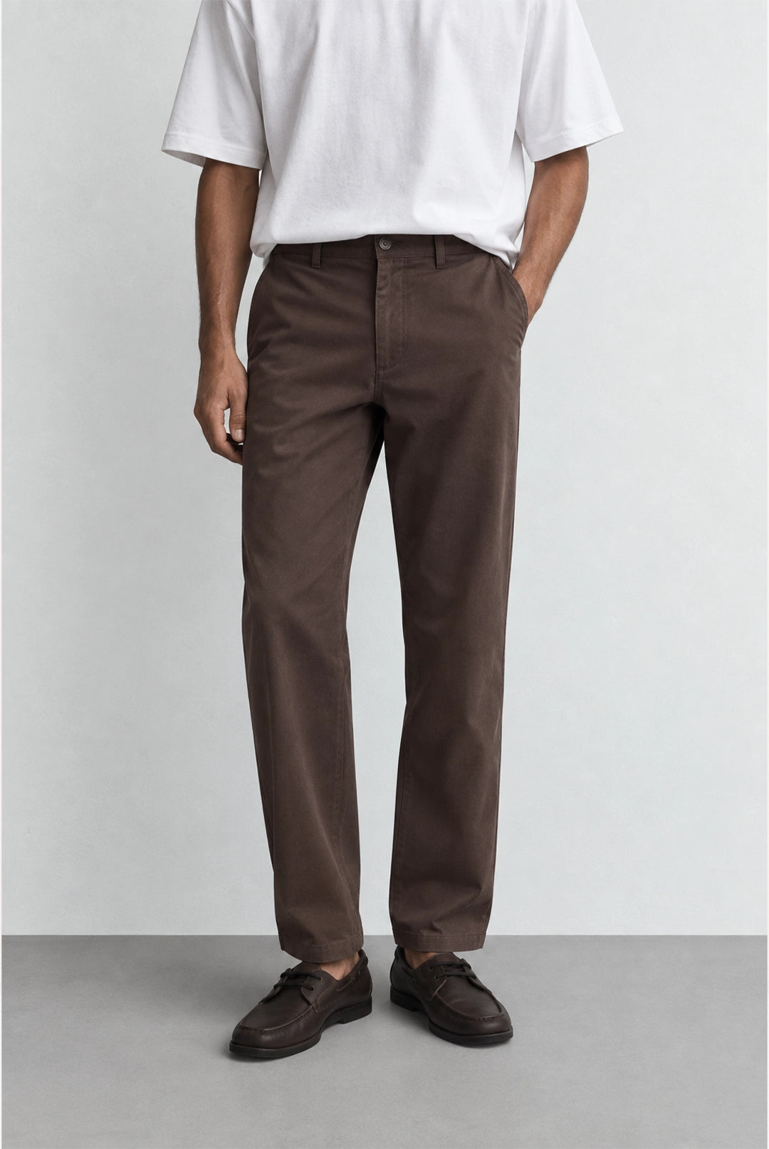 Driscol Cotton Straight Leg Chino - Chocolate Brown