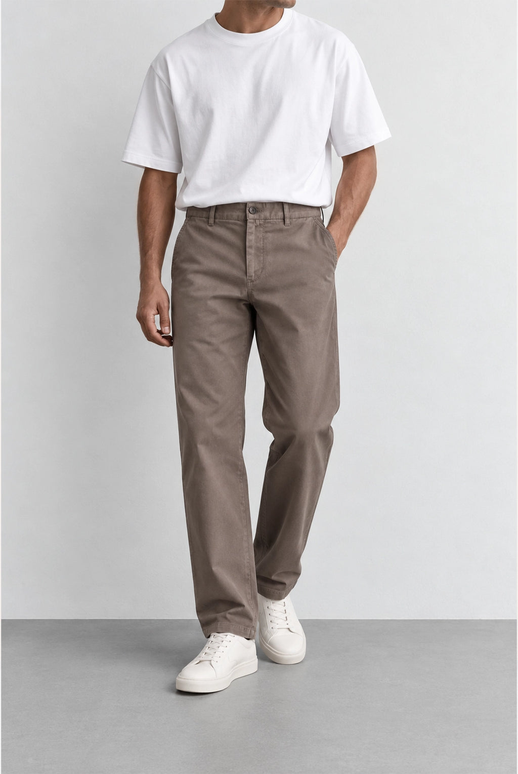 Driscol Cotton Straight Leg Chino - Taupe