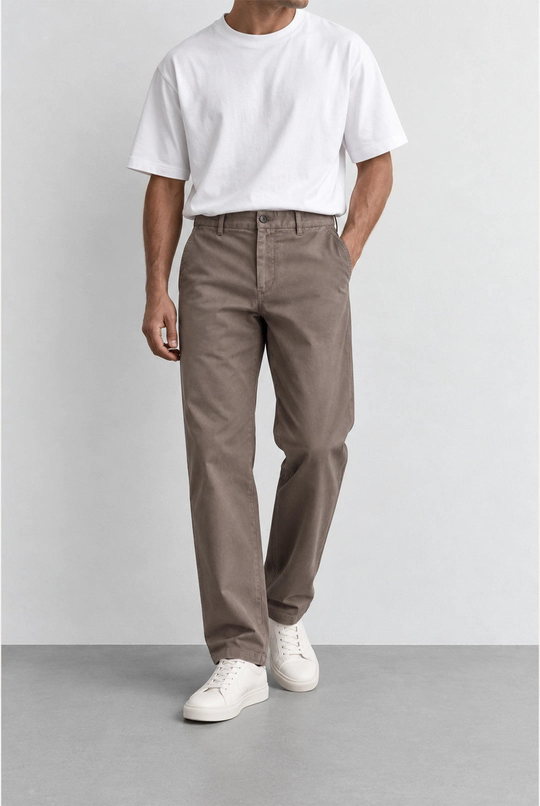 Driscol Cotton Straight Leg Chino - Taupe