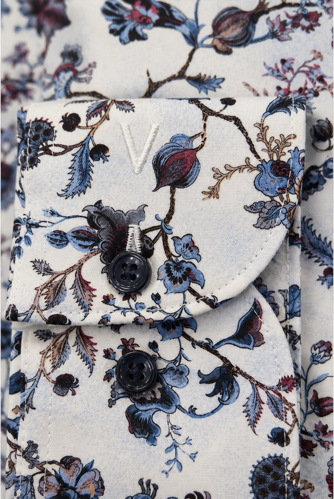 Non-Iron Cotton Floral Shirt - White