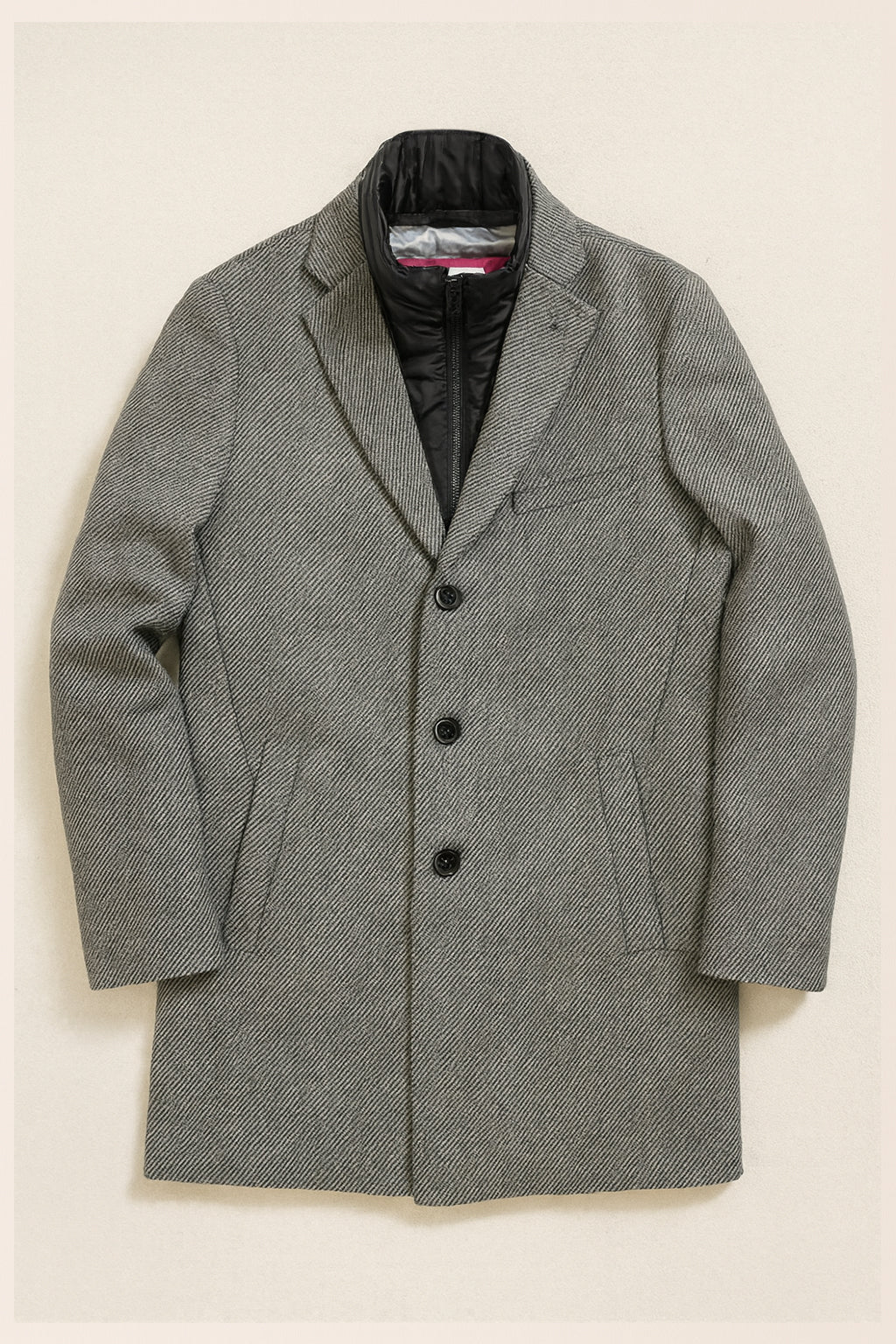 New Edison Wool-Rich Hybrid Overcoat - Charcoal