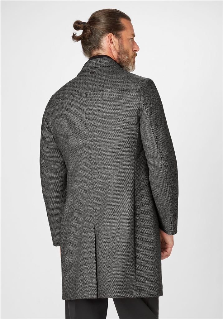 New Edison Wool-Rich Hybrid Overcoat - Charcoal