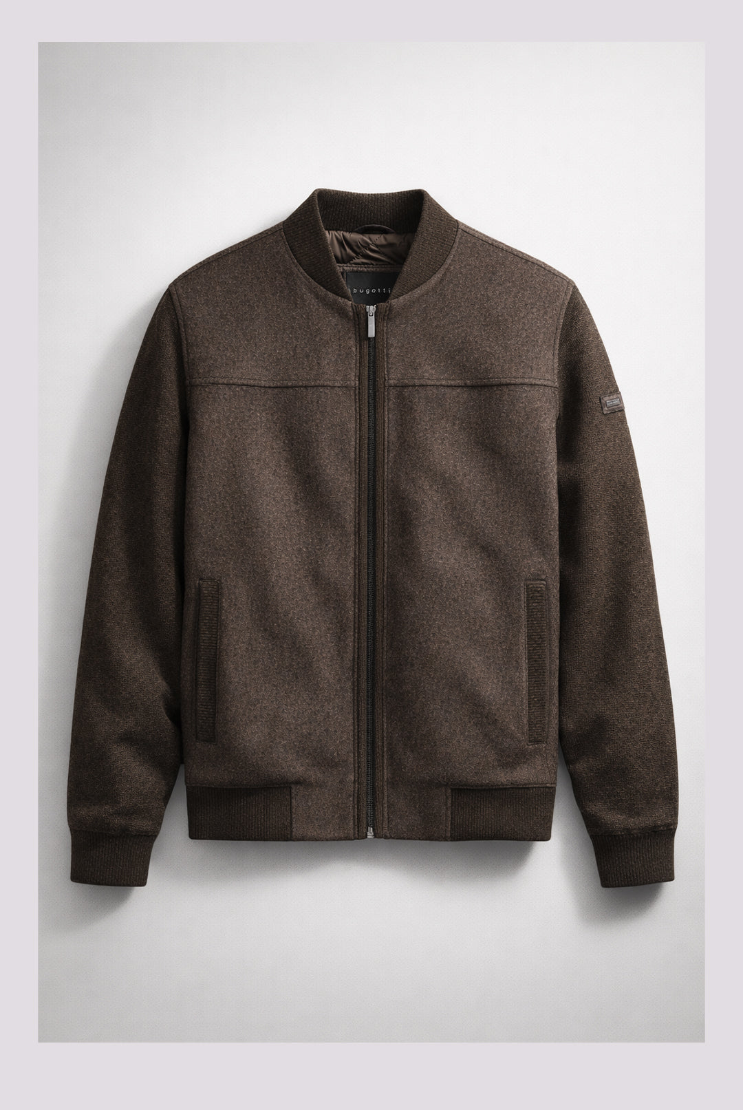 Bugatti Heavy Knit Zip Bomber – Brown