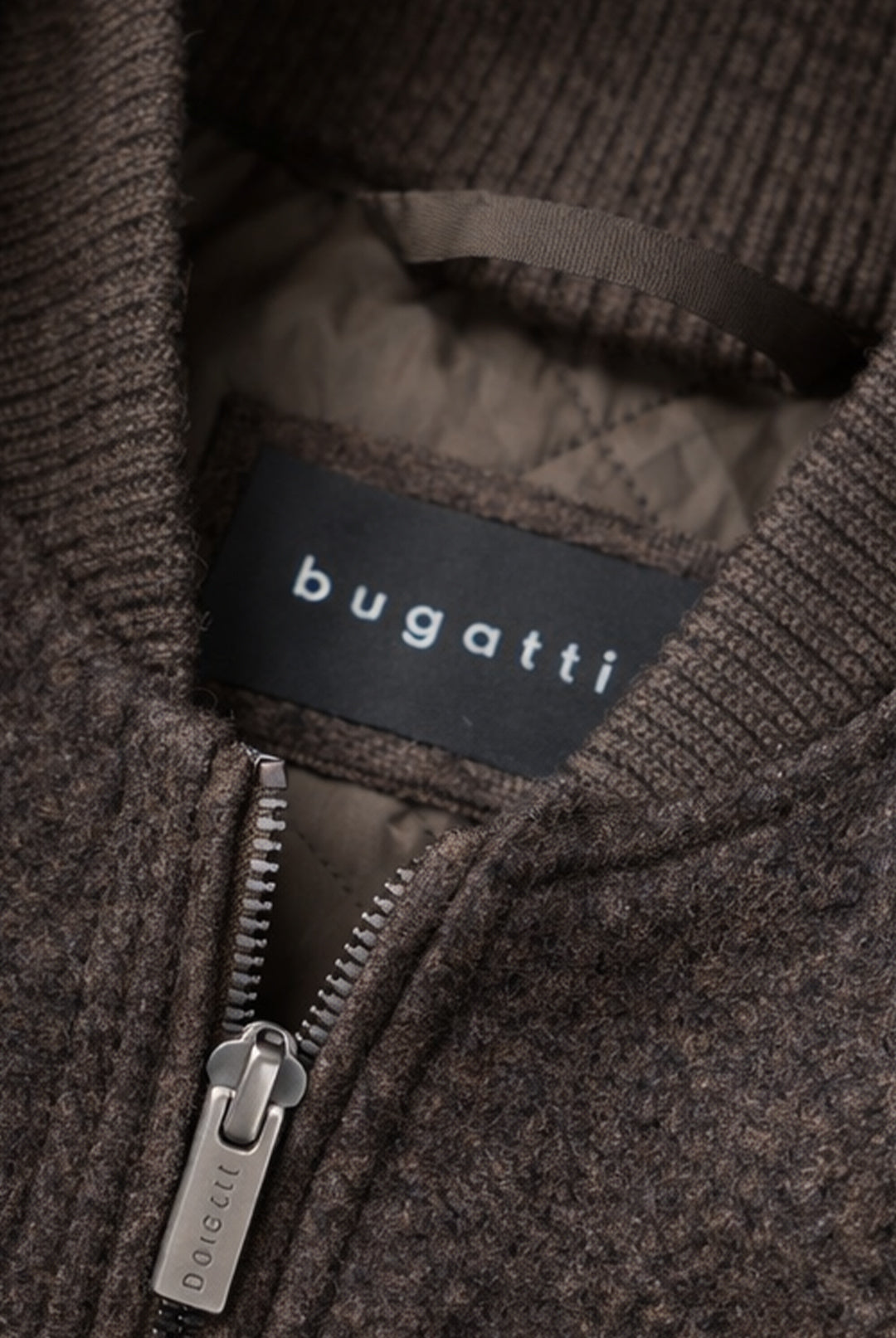 Bugatti Heavy Knit Zip Bomber – Brown