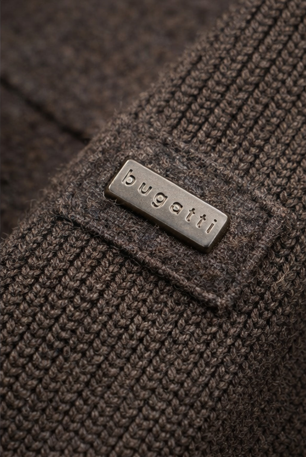 Bugatti Heavy Knit Zip Bomber – Brown