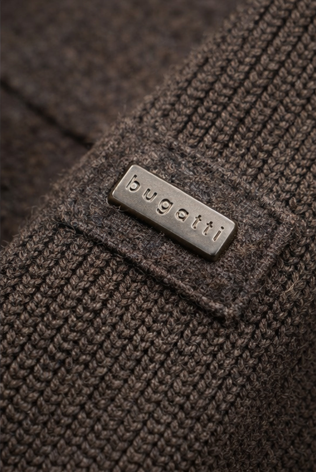 Bugatti Heavy Knit Zip Bomber – Brown
