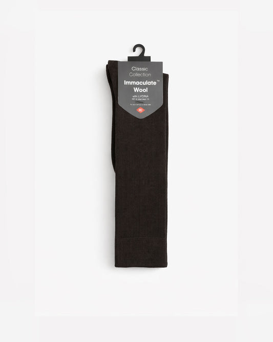 Immaculate™ - HJ77 Long Wool Rich Socks (with Lycra®) - Dark Brown