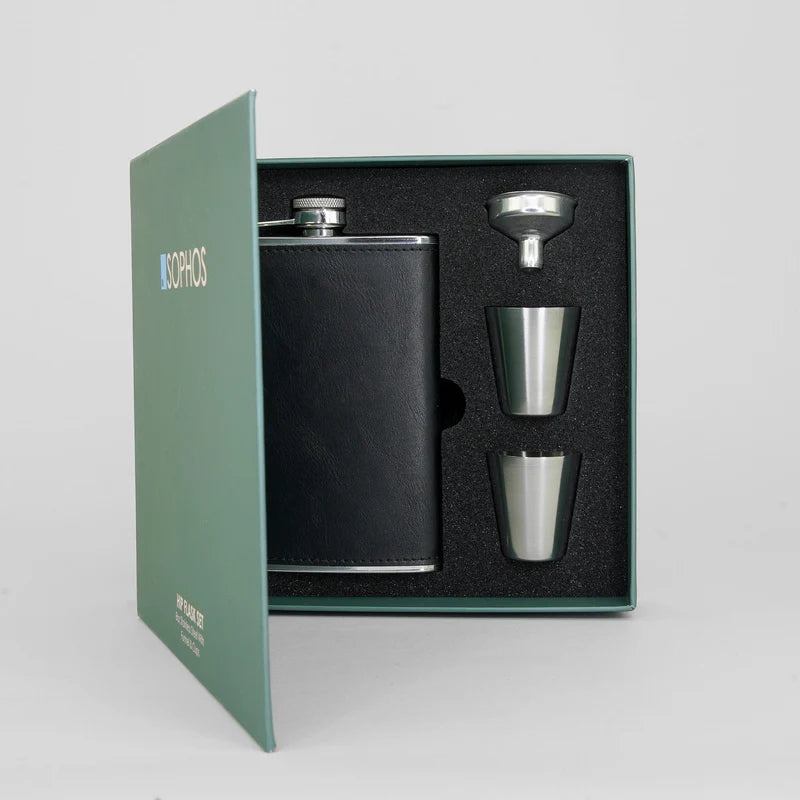 8oz Hip Flask Gift Set with Funnel & Cups