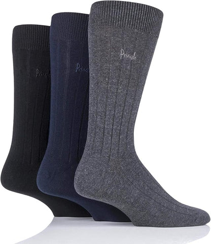 Pringle Natural Bamboo Socks 3 Pack - Navy, Grey & Black