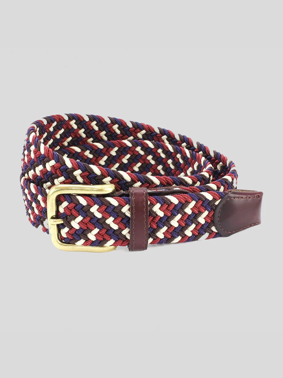 35mm Elastic Burgundy/Navy/Ecru Belt