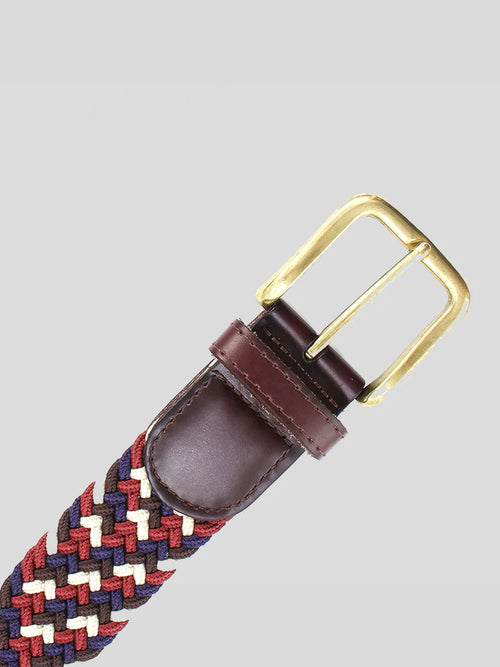 35mm Elastic Burgundy/Navy/Ecru Belt