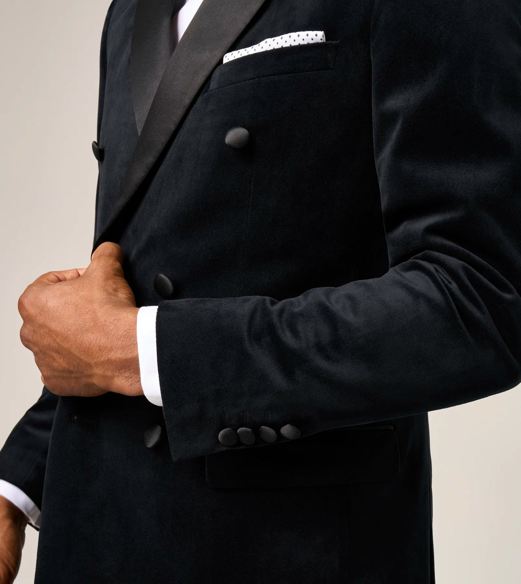 Jive Velvet Double Breasted Jacket - Black