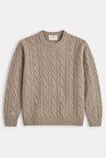 Lamb's Wool-Blend Cable Knit Allerford Jumper - Taupe