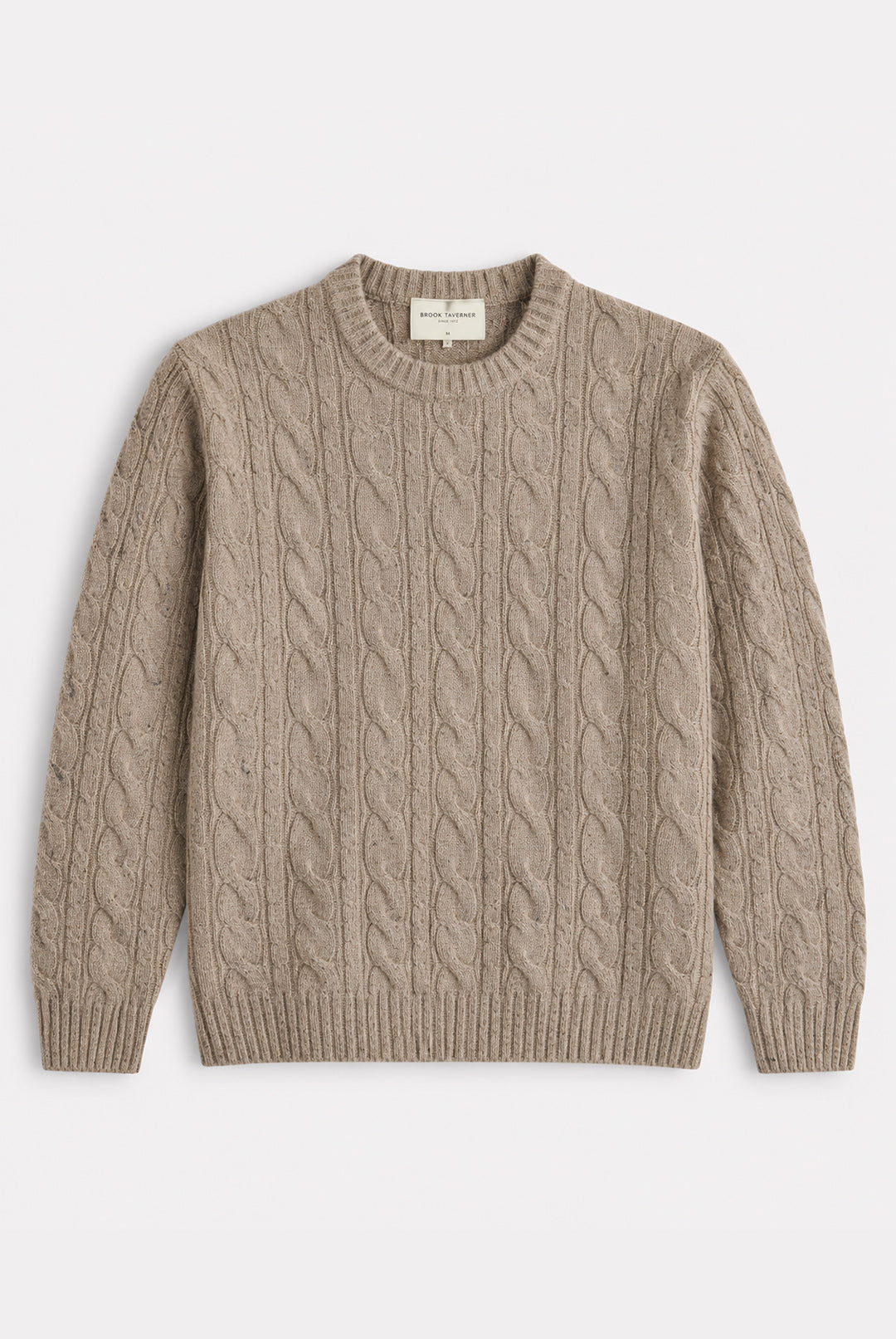 Lamb's Wool-Blend Cable Knit Allerford Jumper - Taupe