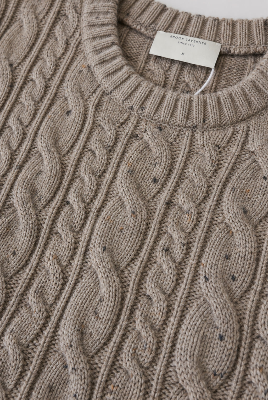 Lamb's Wool-Blend Cable Knit Allerford Jumper - Taupe