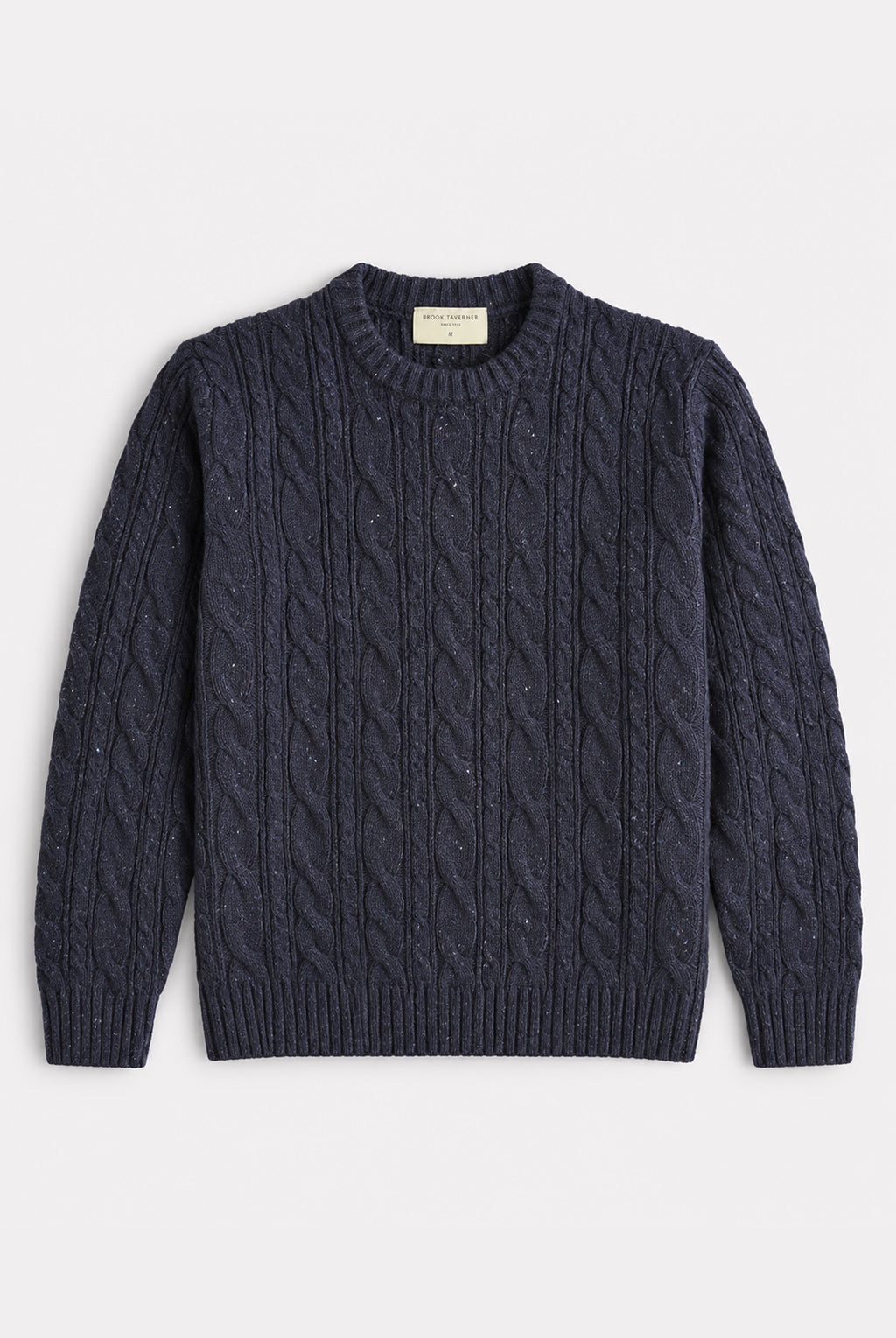 Lamb's Wool-Blend Cable Knit Allerford Jumper - Navy