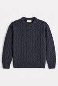 Lamb's Wool-Blend Cable Knit Allerford Jumper - Navy