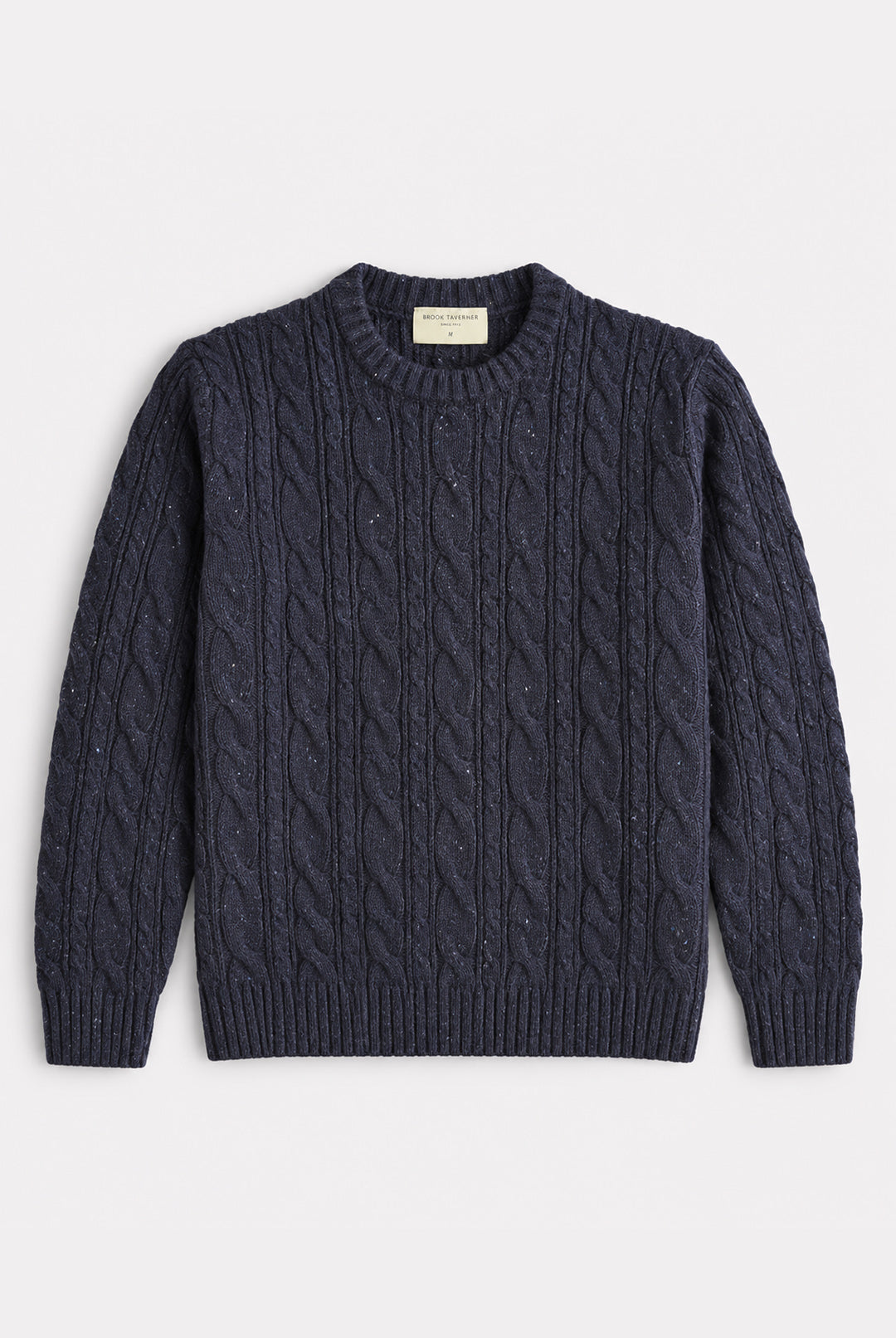 Lamb's Wool-Blend Cable Knit Allerford Jumper - Navy