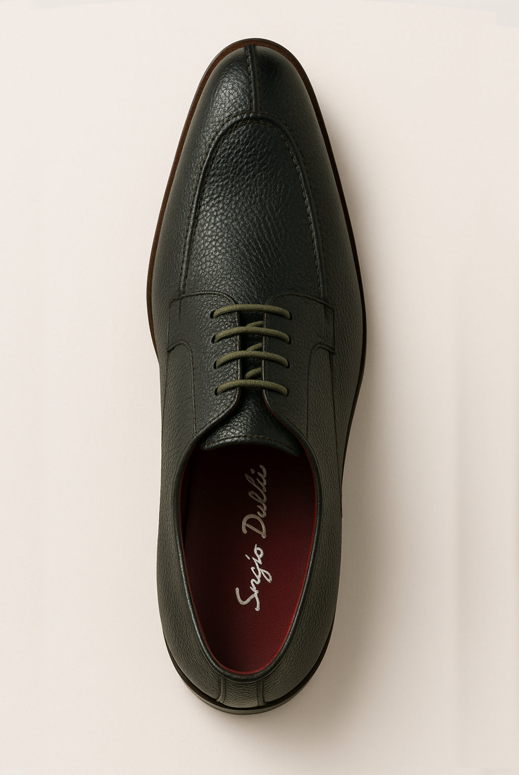 Antonio Grain Leather Shoes - Dark Green