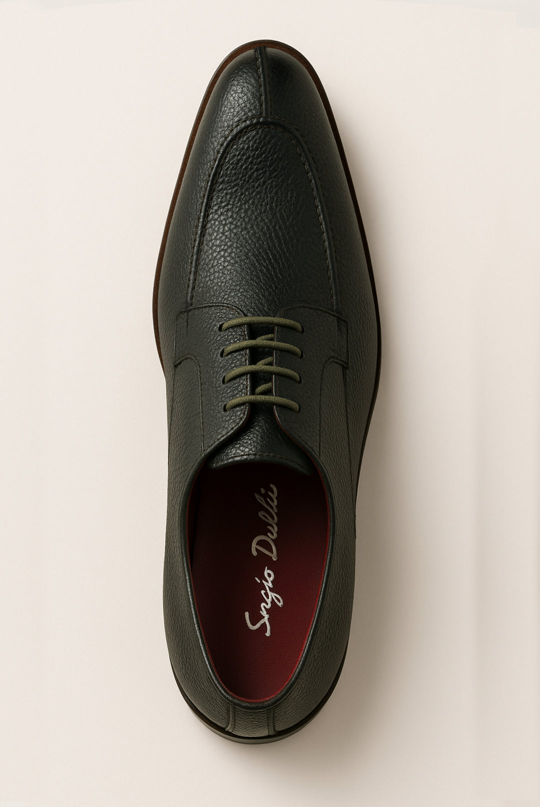 Antonio Grain Leather Shoes - Dark Green