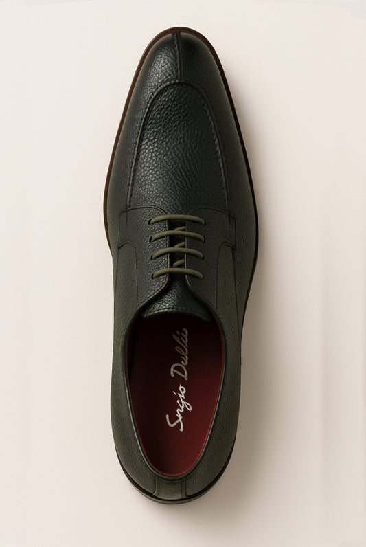 Antonio Grain Leather Shoes - Dark Green