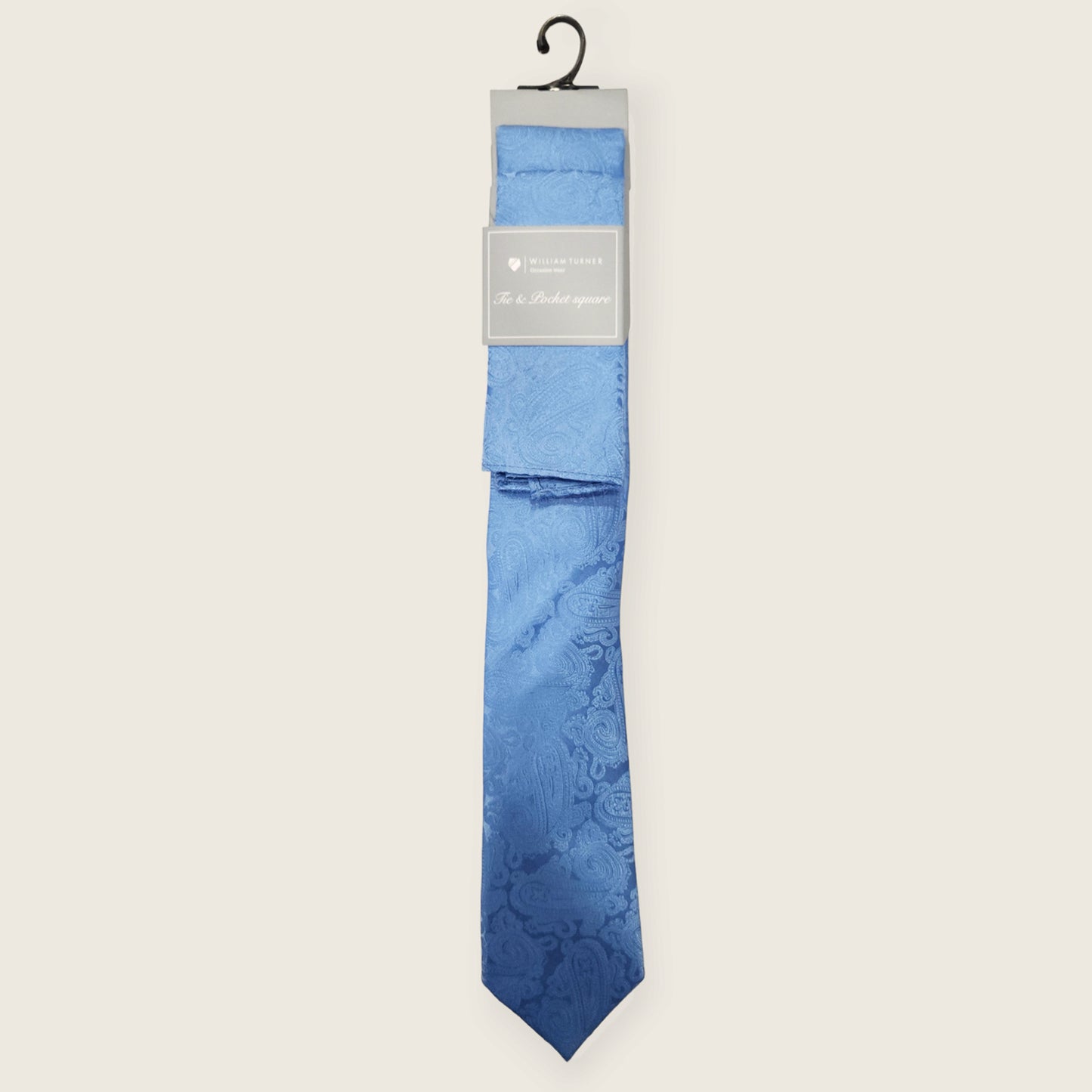 Tie and Hankie Set - Tonal Paisley Baby Blue I082051